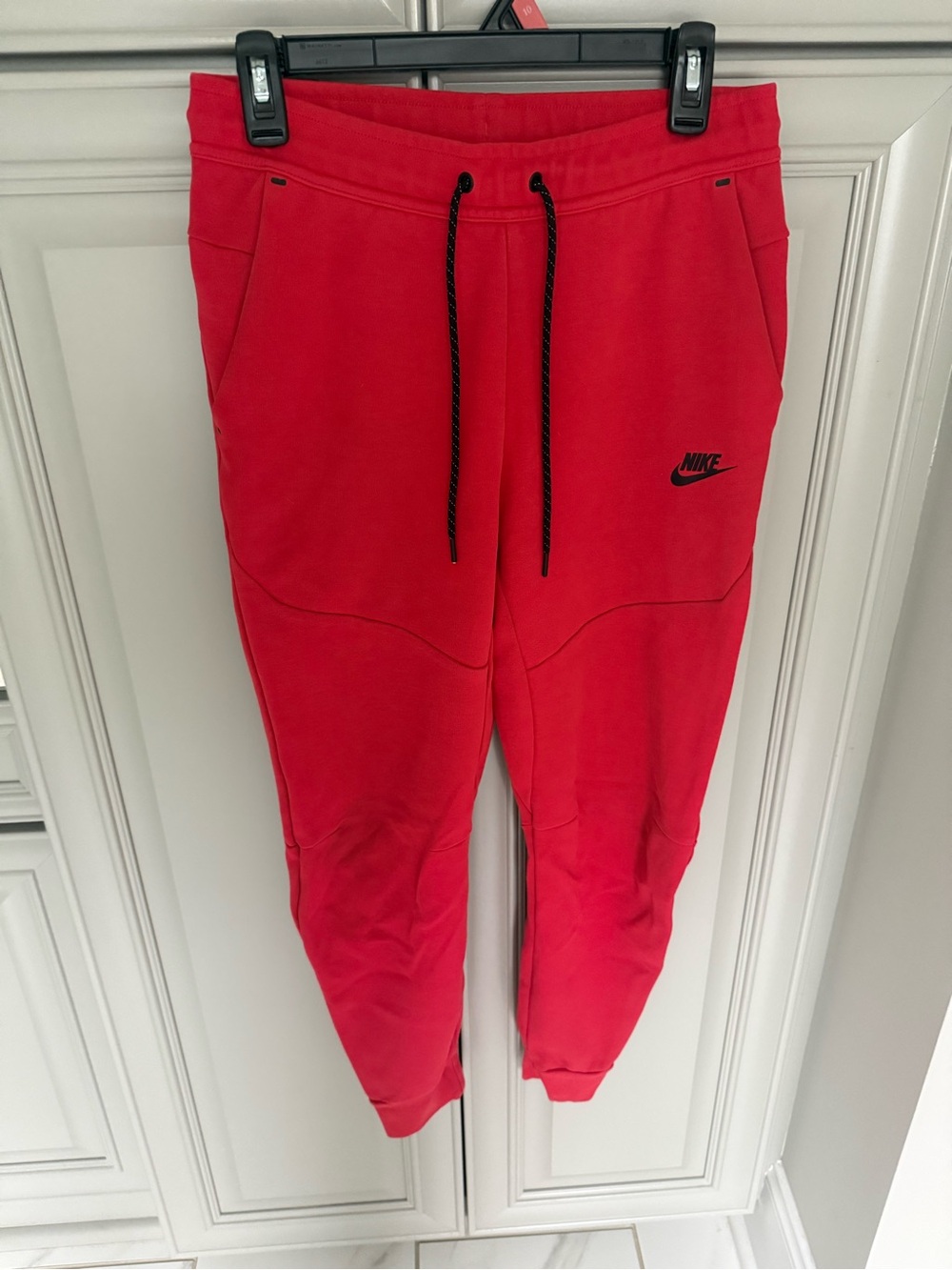 Nike Tech Red Joggets with Black Drawstrings and Black Swoosh